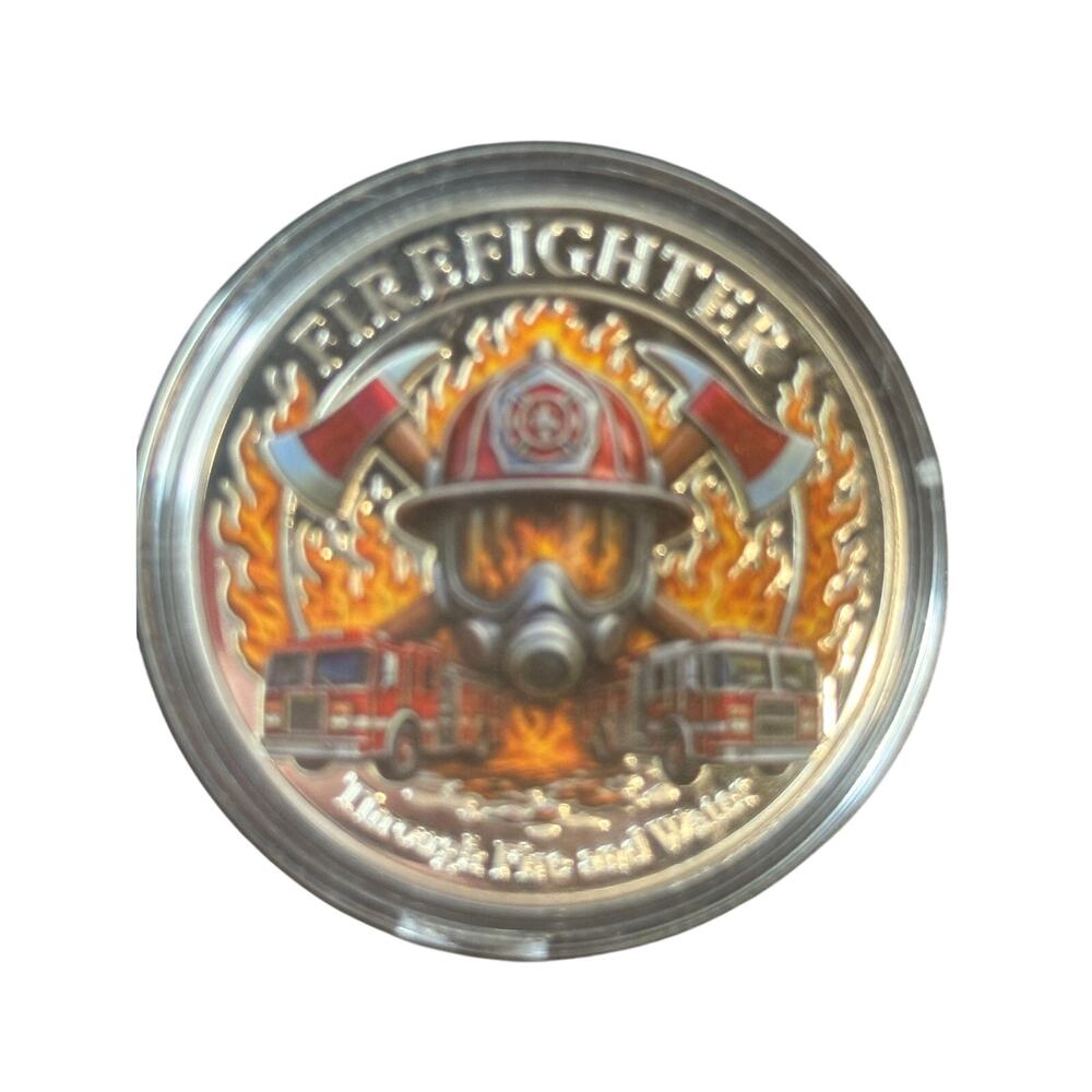 Firefighter Challenge Coin Fire Rescue Eagle Tribute Collectible with Capsule